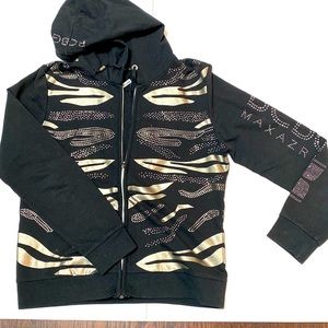 BCBG Sweatshirt Hoodie Animal Print Bling!